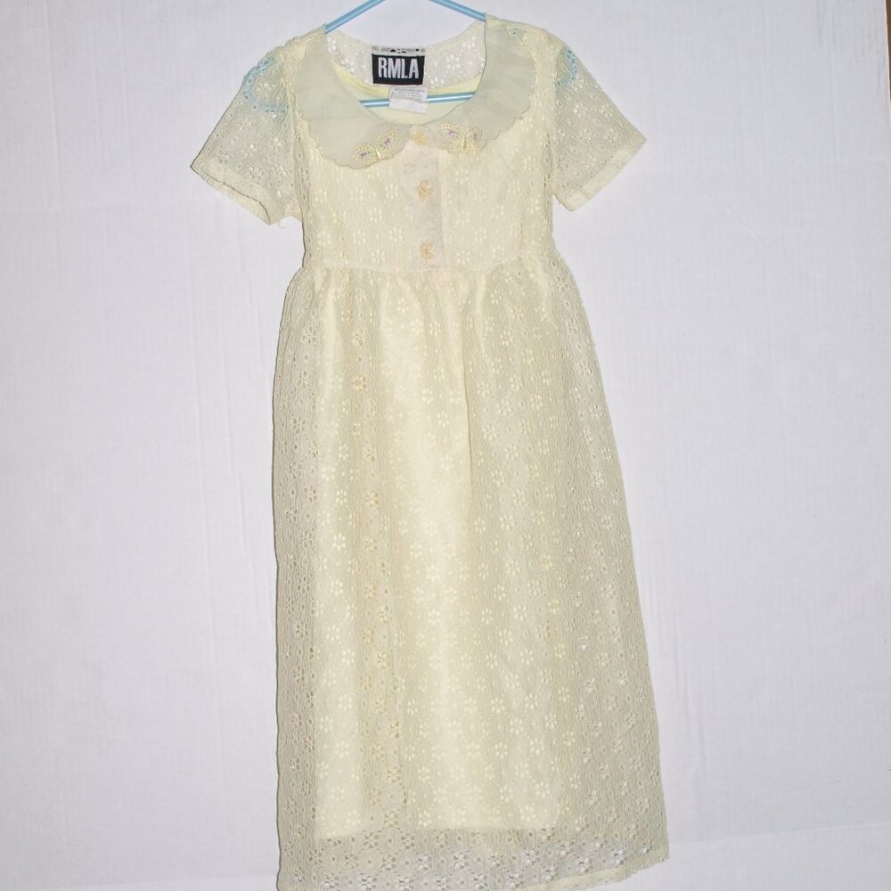 RMLA Size 6 Girls Yellow Eyelet Dress